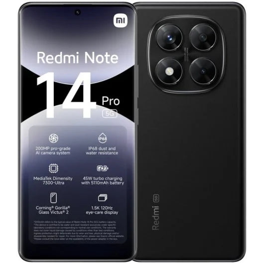 Xiaomi Redmi Note 14 Pro 5G 8GB/256GB/6.67" Preto Meia-Noite