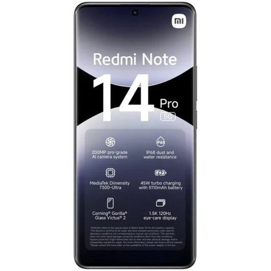 Xiaomi Redmi Note 14 Pro 5G 8GB/256GB/6.67" Preto Meia-Noite