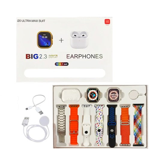 Smartwatch i20 Ultra Max Suit C/10 Braceletes e AirPods