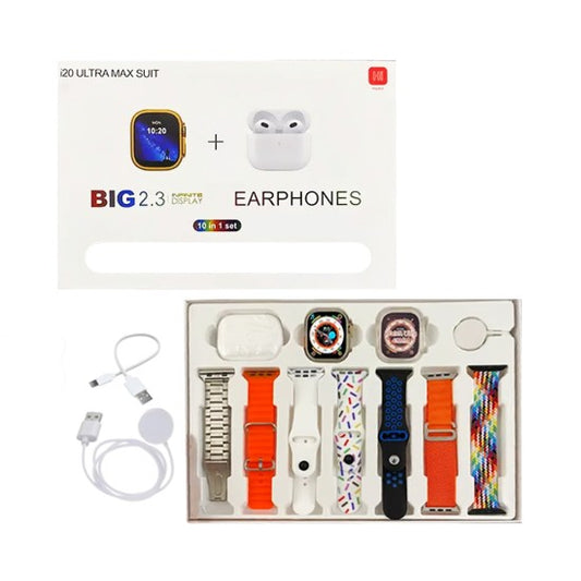 Smartwatch i20 Ultra Max Suit C/10 Braceletes e AirPods