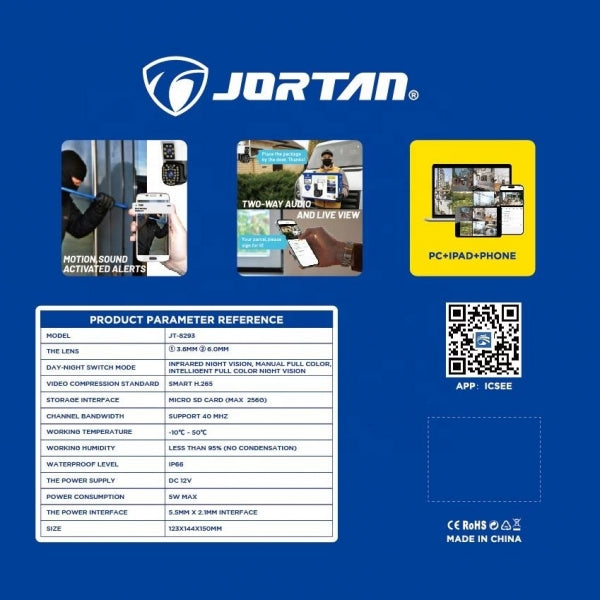 Câmara de Vigilância JORTAN JT-8292 Wi-Fi com Visão 360º Interior